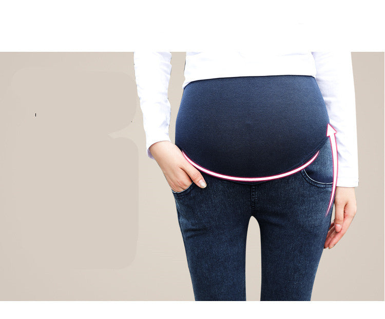 Fleece-Lined Maternity Jeans – Skinny Denim for Fall & Winter – view 3