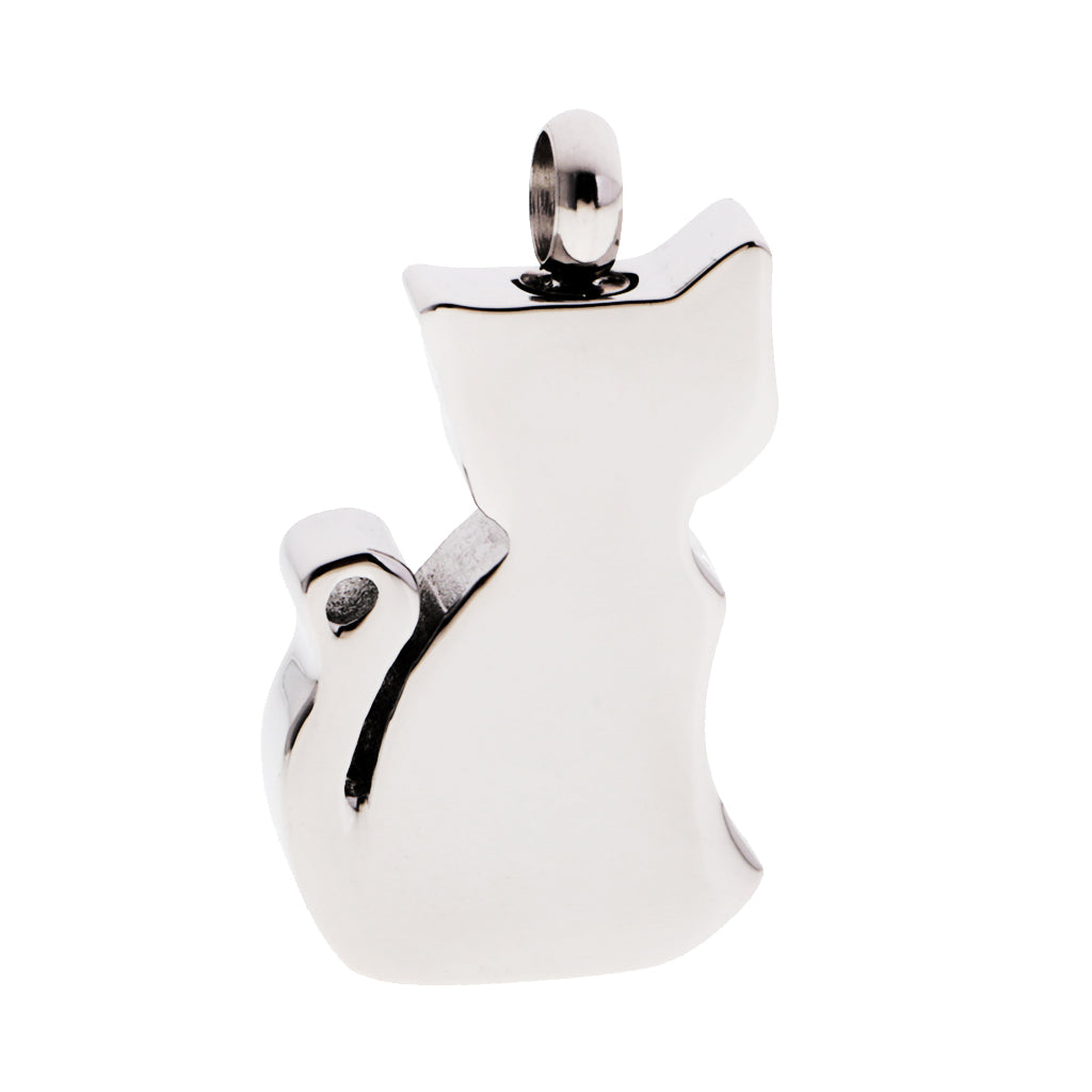 Cat urn necklace: Cat Silhouette Urn Pendant – Silver Tone