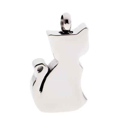 Cat urn necklace: Cat Silhouette Urn Pendant – Silver Tone