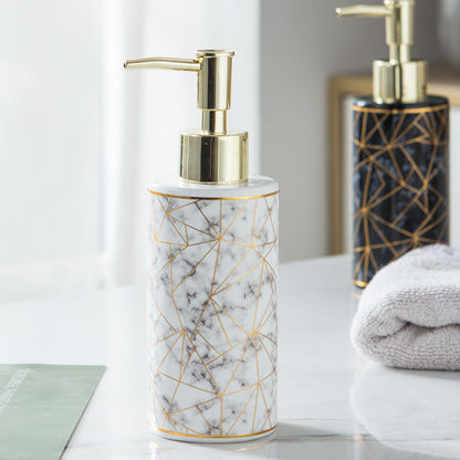 Marble Ceramic Soap Dispenser – Golden Line Detail – view 2