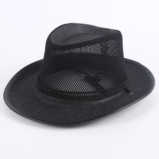 Mesh-Crown Straw Cowboy Hat