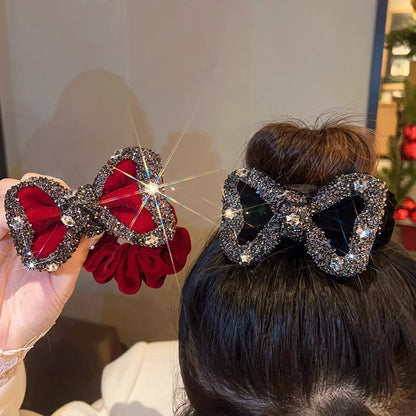 Velvet Sparkle Bow Scrunchie