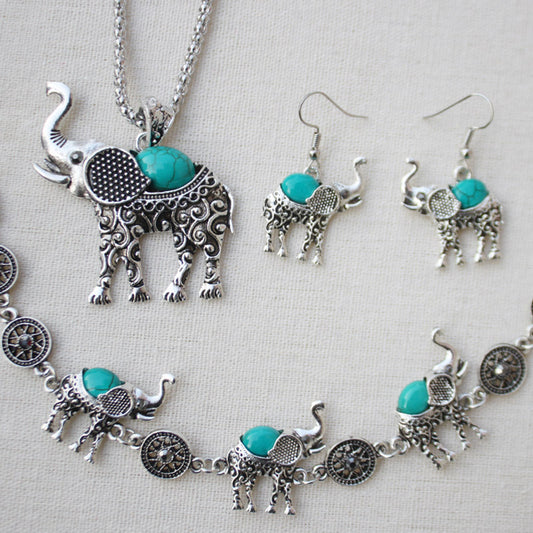 Elephant Jewelry Set – Necklace, Earrings & Bracelet