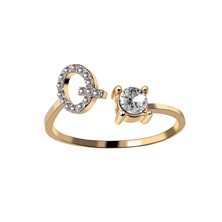 Adjustable initial ring – Gold / Q