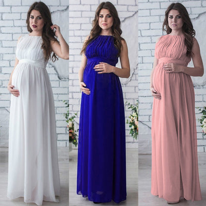Sleeveless Chiffon Maternity Maxi Gown – Baby Shower Dress