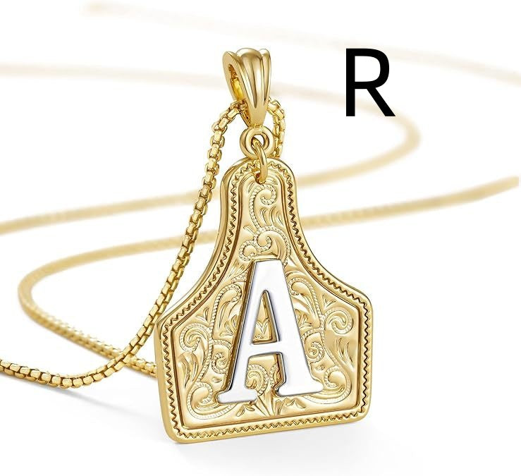 Cattle Tag Initial Necklace – Gold-Tone or Silver-Tone, A–Z – view 12