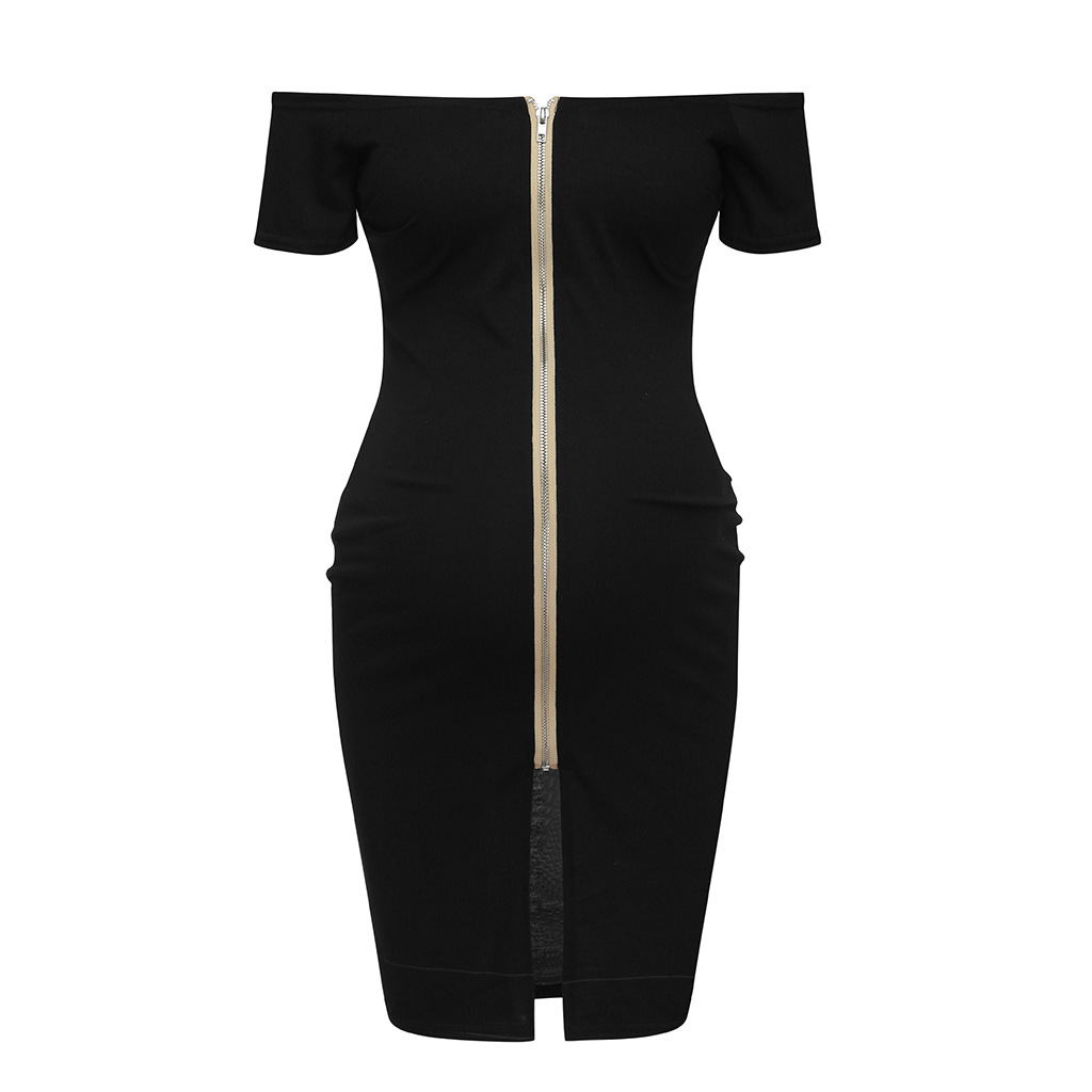Off-Shoulder Bodycon Maternity Dress – Back-Zip Party Dress – view 5
