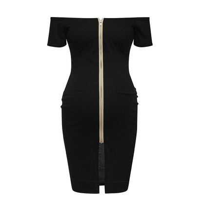 Off-Shoulder Bodycon Maternity Dress – Back-Zip Party Dress – view 5