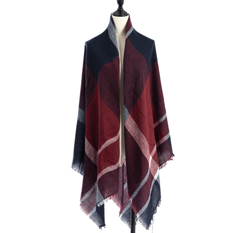 Plaid Square Blanket Scarf – 55 × 55 in – B1