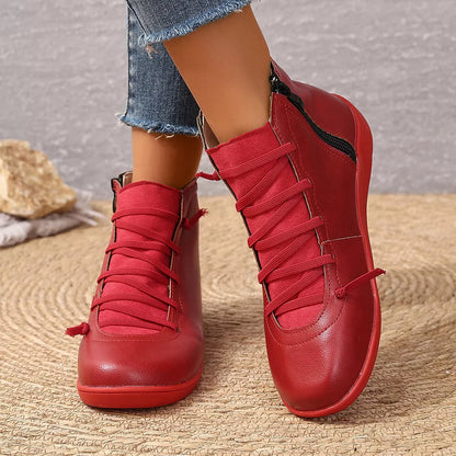 Faux Leather Ankle Boots – Lace-Up — view 8