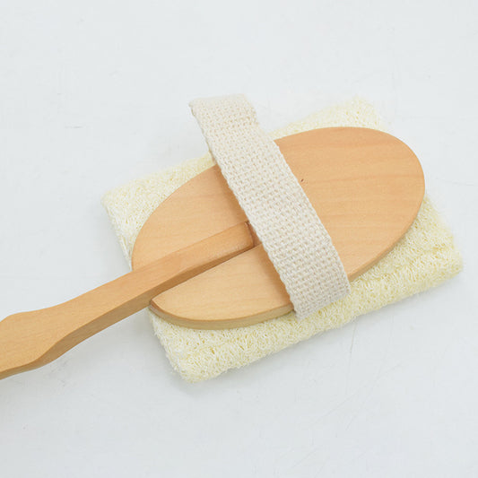 Long Handle Loofah Back Brush – Wood – view 2