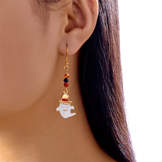 Halloween Ghost Earrings — Asymmetric Charm Drops — product photo 2 | Organic Truth