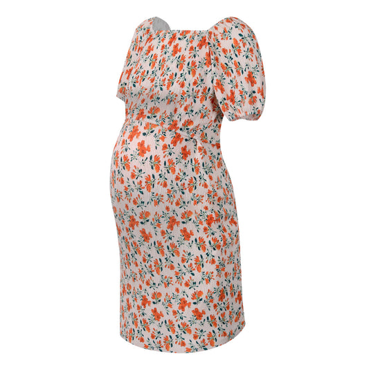 Floral Square-Neck Nursing Dress – Short-Sleeve Knee-Length – view 2