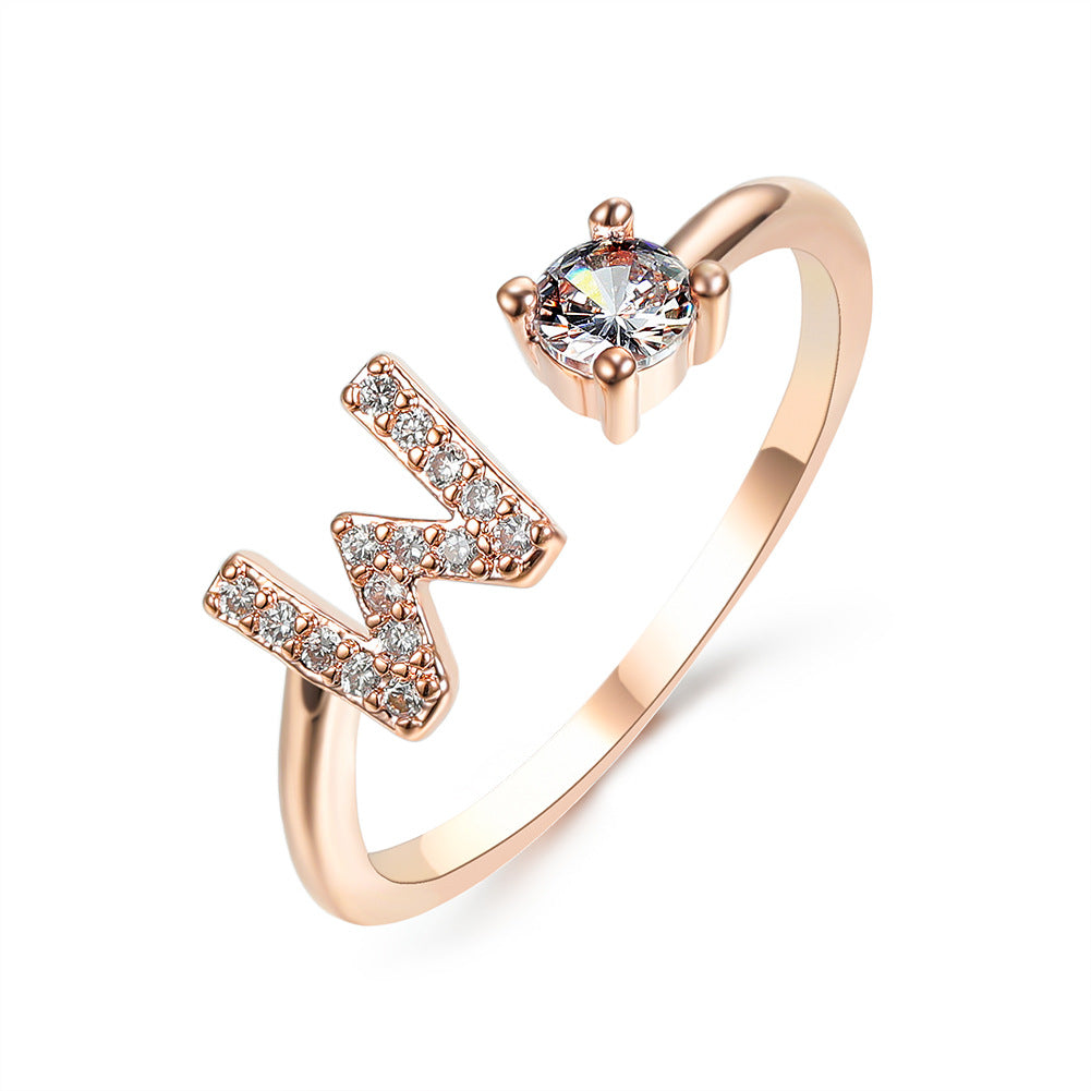 Adjustable initial ring – Rose Gold / W
