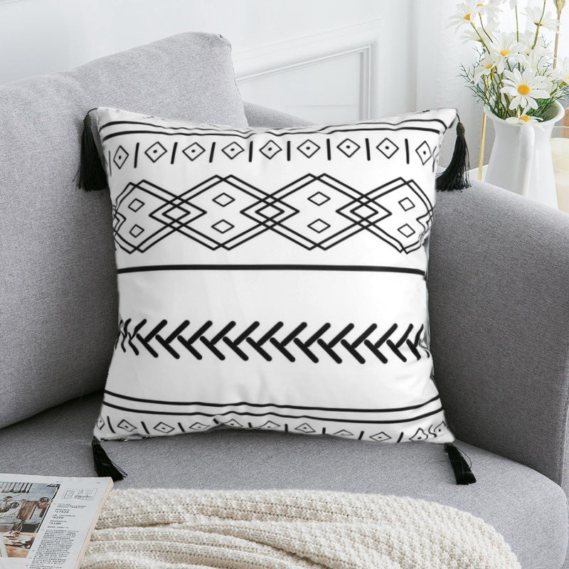 Boho Geometric Throw Pillow Cover with Tassels – view 12