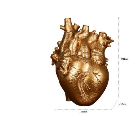 Anatomical Heart Resin Vase – Gold