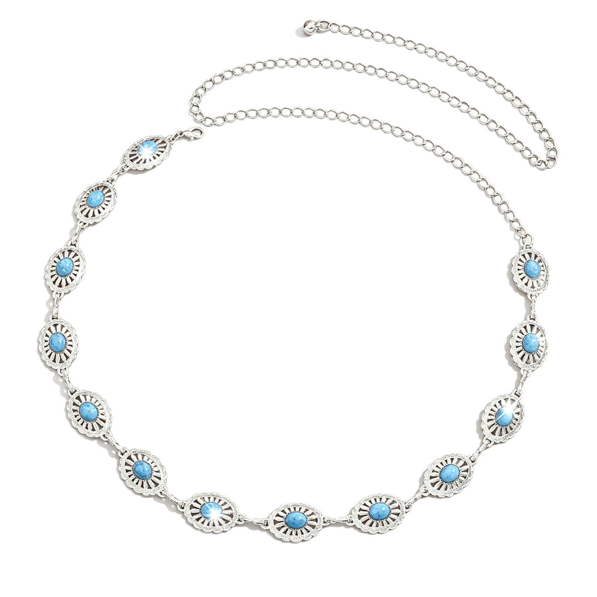 Concho Waist Chain Belt – Blue-Green Western Glow – view 2