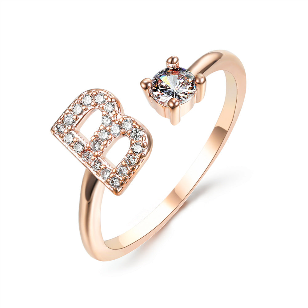 Adjustable initial ring – Rose Gold / B