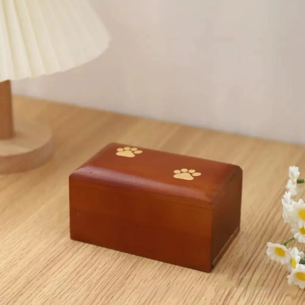 Pet Urn for Ashes – Paw Print Solid Wood, 2 Sizes – view 4