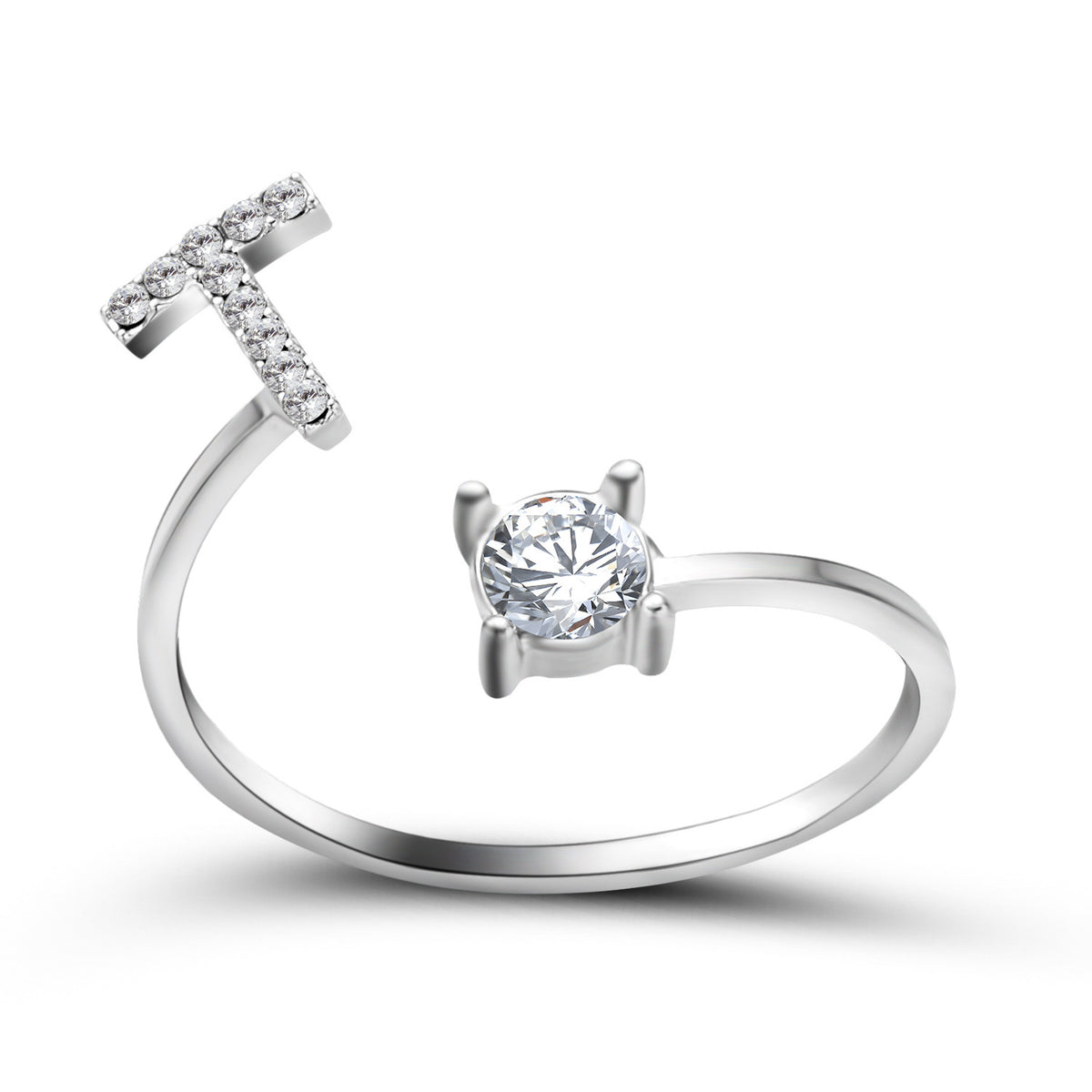 Adjustable initial ring – Silver / T