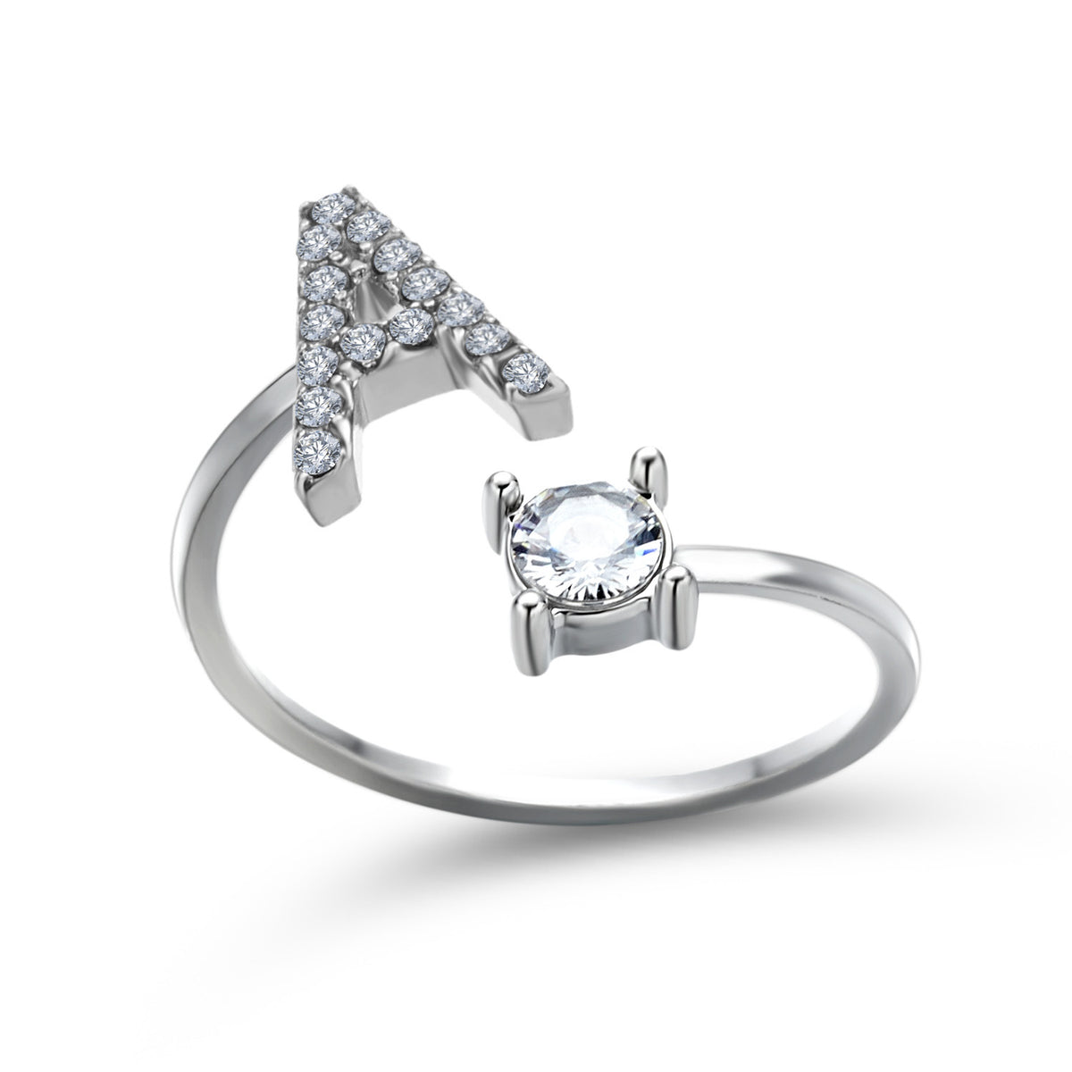 Adjustable initial ring – Silver / A