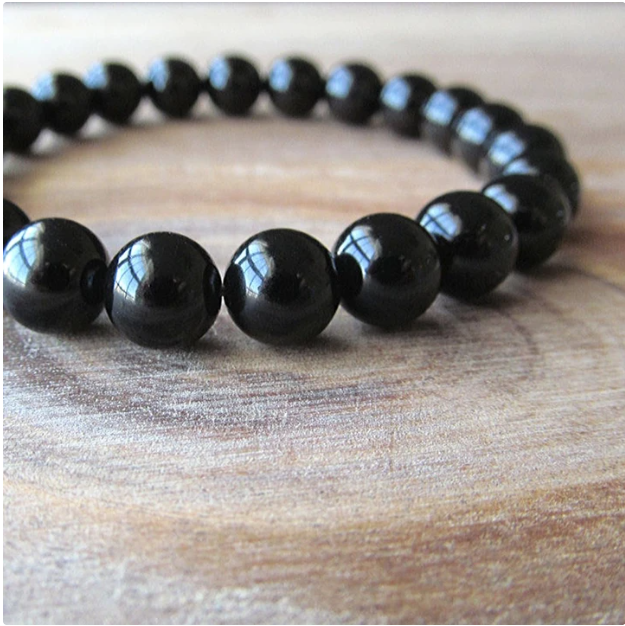 Black agate-look bead bracelet – detail view 7