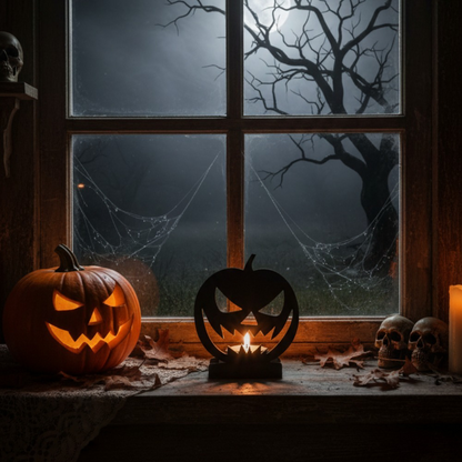 Halloween jack-o'-lantern metal decor – detail view 2