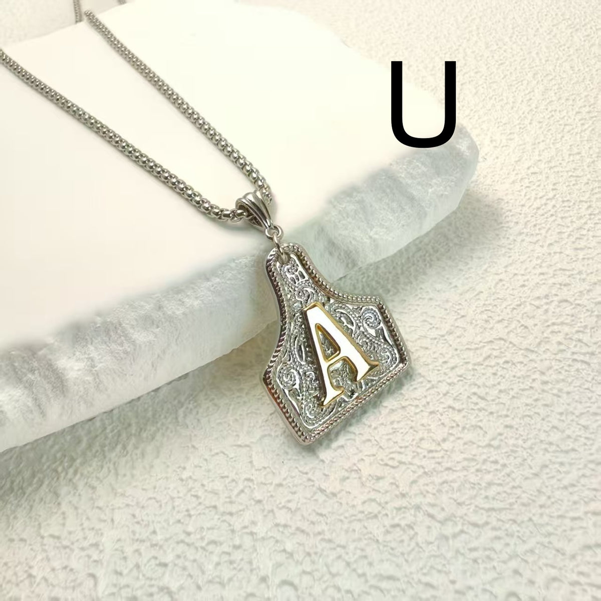 Cattle Tag Initial Necklace – Gold-Tone or Silver-Tone, A–Z – view 14