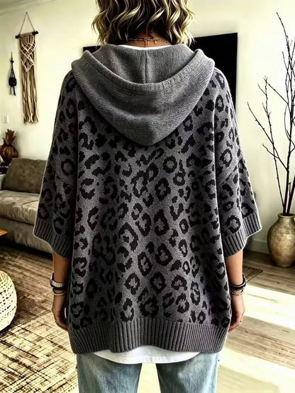 Leopard Hooded Sweater – Drawstring — view 8