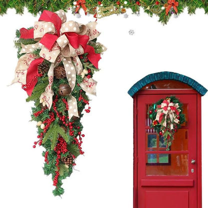 Christmas Teardrop Door Swag with Bow – view 11