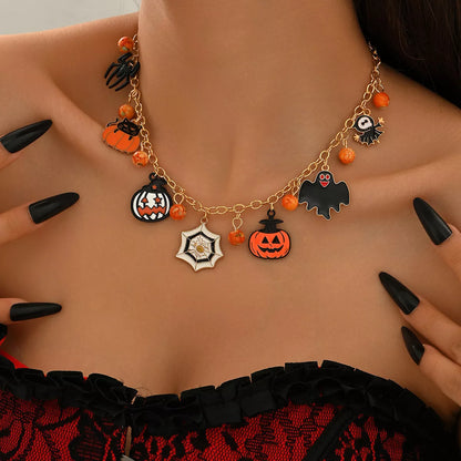 Halloween Charm Necklace — Pumpkin & Bat