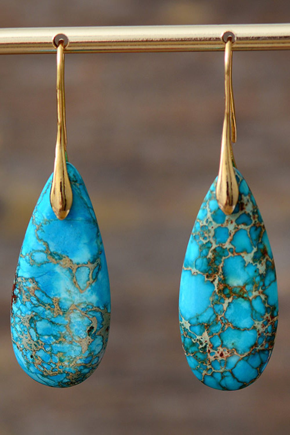 Teardrop Stone Drop Earrings — product photo 2 | Organic Truth