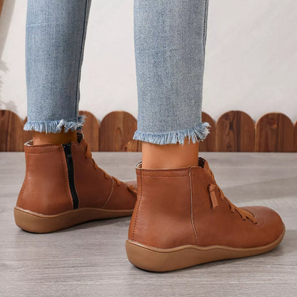 Faux Leather Ankle Boots – Lace-Up — view 15