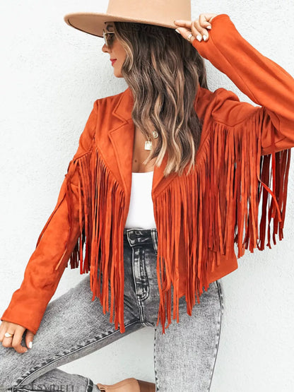 Cropped Fringe Jacket Open Front — view 9