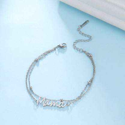 Layered Mama Bracelet – Double Chain Mama Gift – view 3