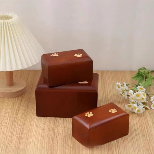Pet Urn for Ashes – Paw Print Solid Wood, 2 Sizes – view 2