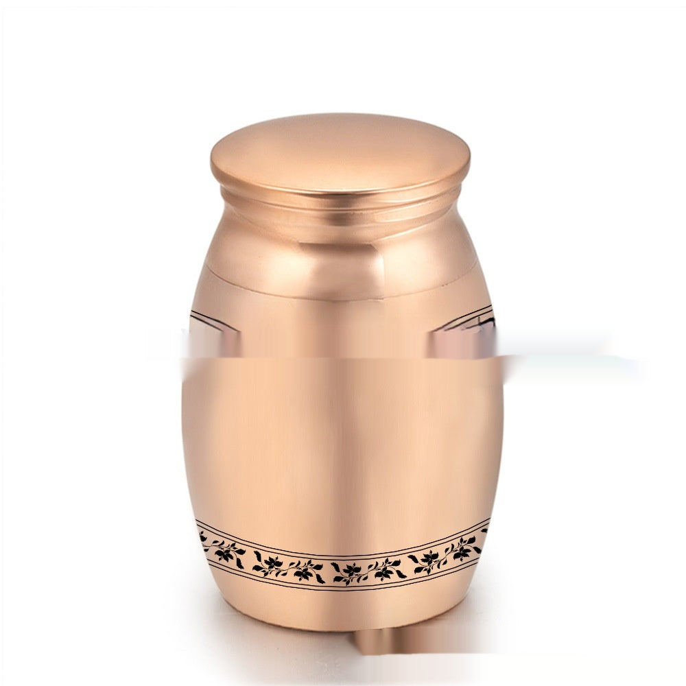 Banded Mini Cremation Urn – Metal in Rose Gold