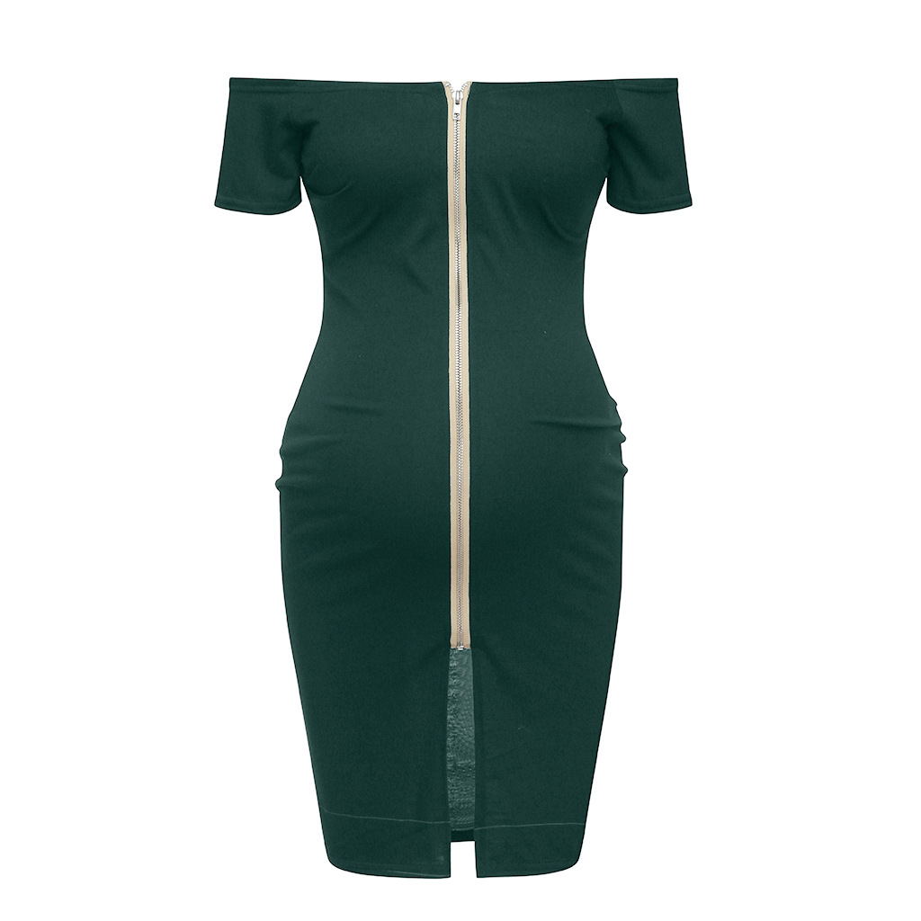 Off-Shoulder Bodycon Maternity Dress – Back-Zip Party Dress