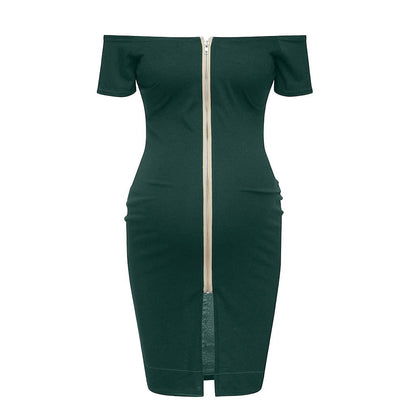 Off-Shoulder Bodycon Maternity Dress – Back-Zip Party Dress