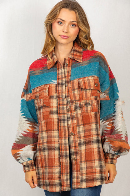 Southwestern-Pattern Plaid Shacket – Women's Western, 4 Colors – view 5