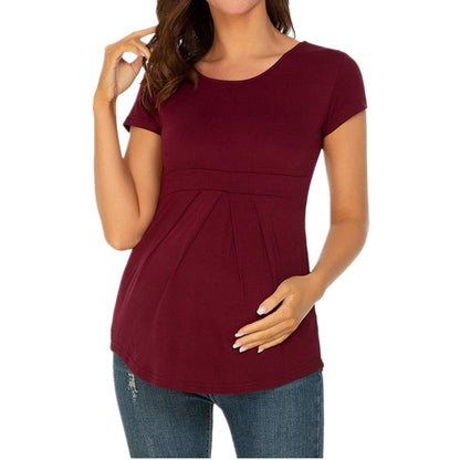 Pleated Empire Maternity Tee – Short-Sleeve Top