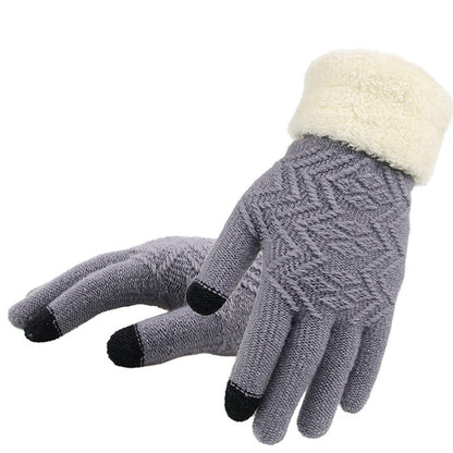 Knit gloves with plush cuff – detail view 4