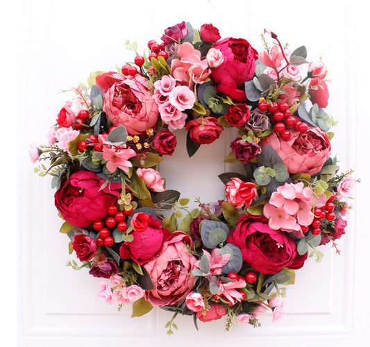 Red Peony Door Wreath – 16 in