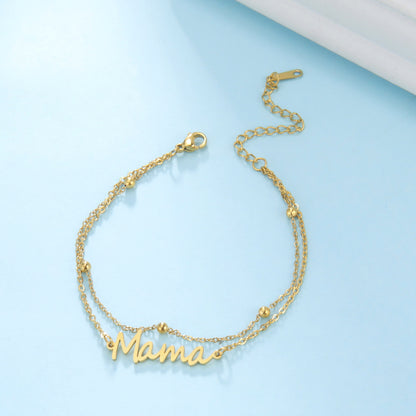 Layered Mama Bracelet – Double Chain Mama Gift – view 6