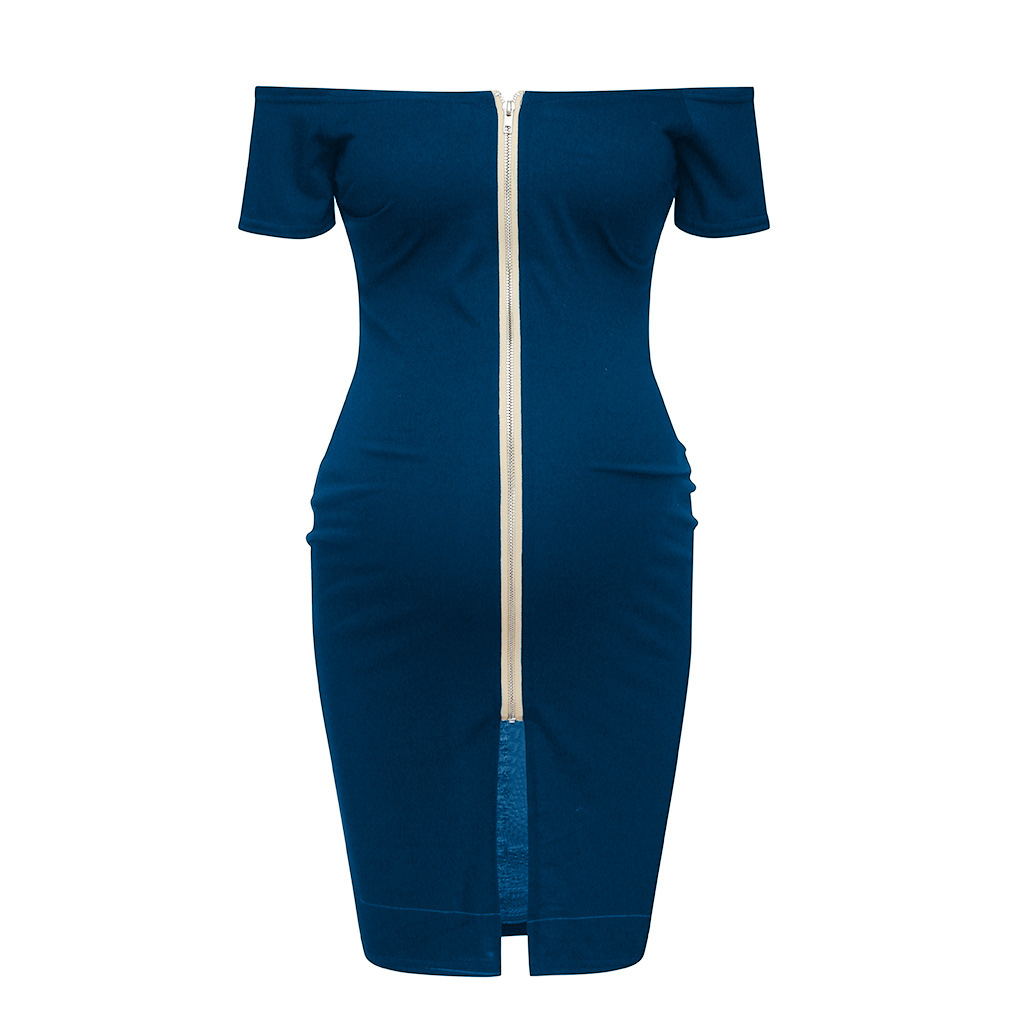 Off-Shoulder Bodycon Maternity Dress – Back-Zip Party Dress – view 6