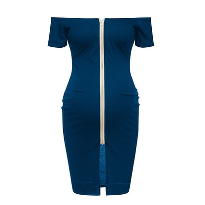 Off-Shoulder Bodycon Maternity Dress – Back-Zip Party Dress – view 6