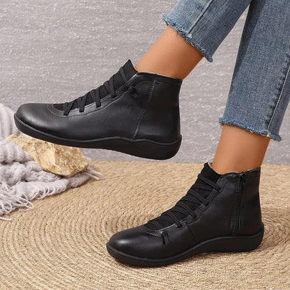 Faux Leather Ankle Boots – Lace-Up — view 2