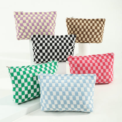Checkered Knit Makeup Bag – 9 Colors