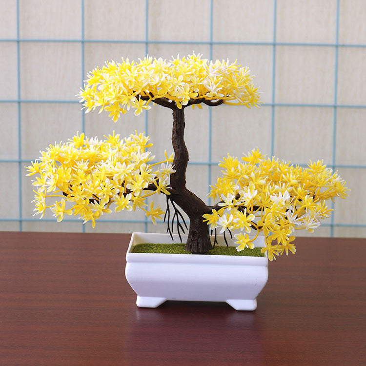 Faux Pine Bonsai in White Pot – view 6