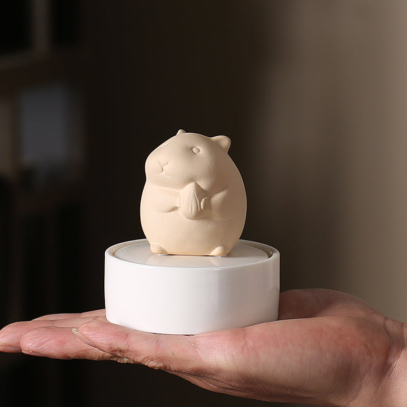 Small Pet Urn for Ashes – Ceramic Hamster – view 4